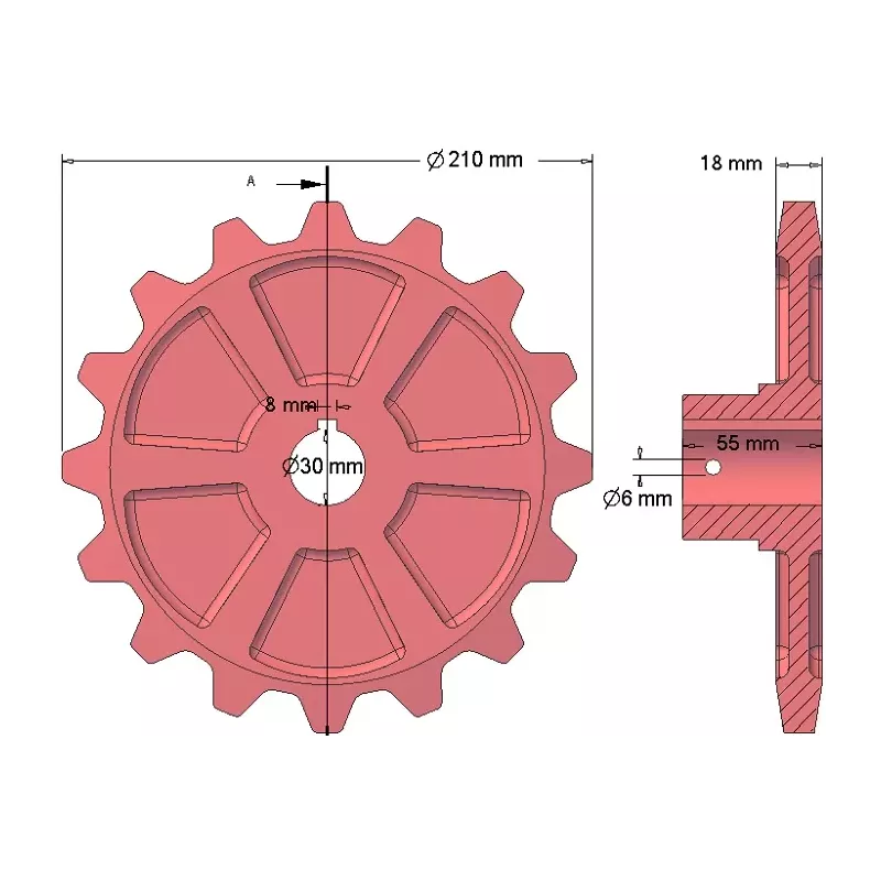 Roller no. 174 – cast iron gear wheel Ø210 mm | OEM 035068 | made by KiJ