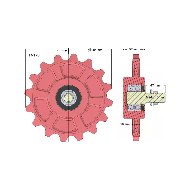 Roller no. 175 – cast iron gear wheel Ø210 mm | OEM 036245/1 | made by KiJ