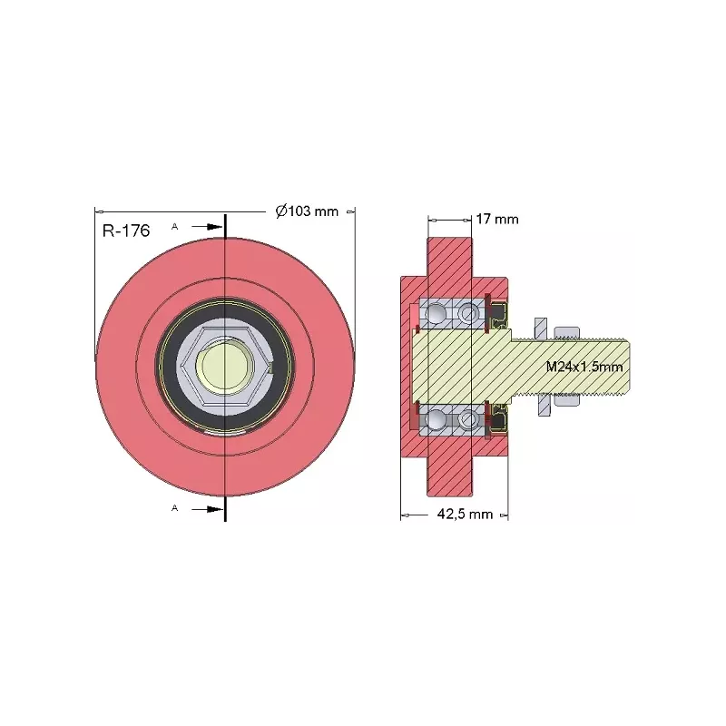 Roller no. 176 – support roller | OEM 036241/1 | made by KiJ
