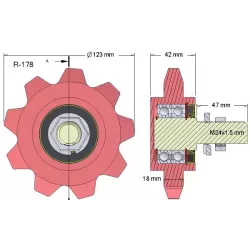 Roller no. 178 – cast iron gear wheel Ø123 mm | OEM 036240/1 | made by KiJ