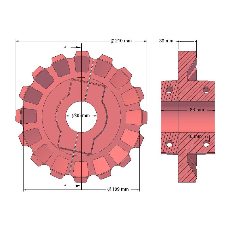 Roller no. 182 – cast iron drive roller Ø189 mm, pitch 36/40 mm | made by KiJ