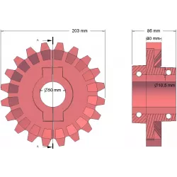 Roller no. 183 – cast iron drive roller Ø203 mm, pitch 28 mm | made by KiJ