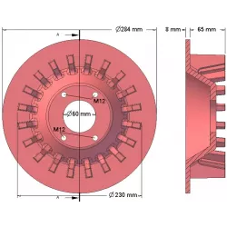Roller no. 196 – cast iron drive roller Ø230 mm, pitch 36 mm, for Wuhlmaus machines | made by KiJ