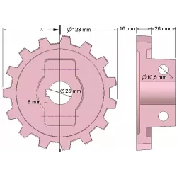Roller no. 201 – cast iron roller Ø124 mm | OEM 5642-63-050, 5642-63-049, 000.10.009.00 | made by KiJ