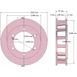 Roller no. 206 – cast iron drive roller Ø205 mm, pitch 50 mm, for Pomac machines | made by KiJ
