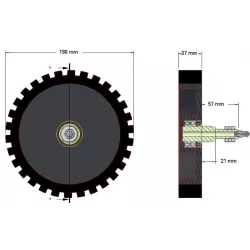 Roller no. 4 – steel and rubber haulm feed-in roller Ø195 mm for Grimme machines | OEM Grimme 200.05168 | made by KiJ