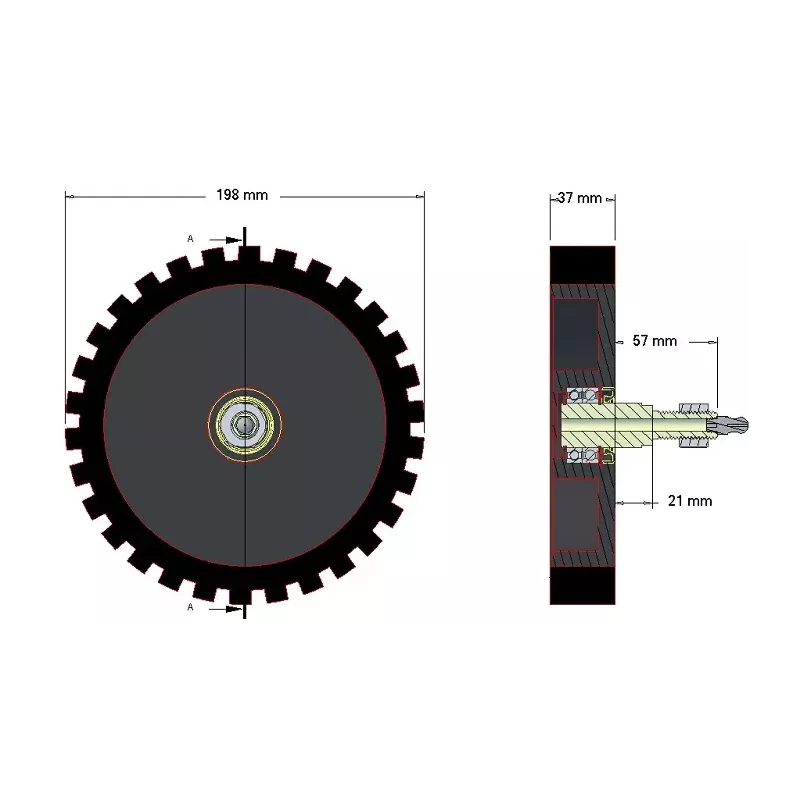 Roller no. 4 – steel and rubber haulm feed-in roller Ø195 mm for Grimme machines | OEM Grimme 200.05168 | made by KiJ
