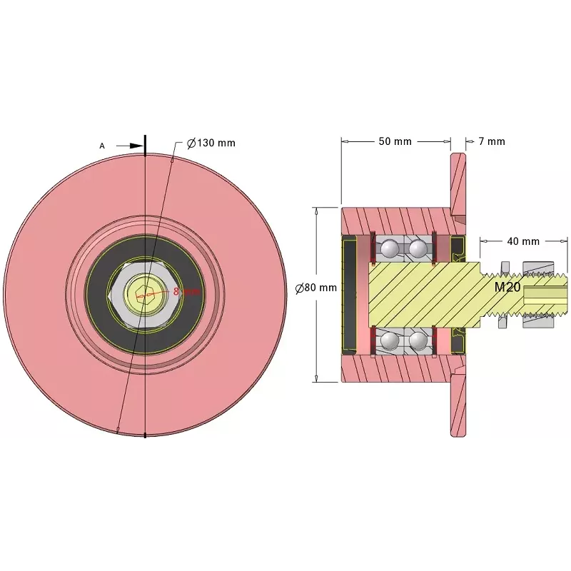 Roller no. 327 – steel return roller Ø80 mm for Sandei machines | OEM Sandei D0010 | made by KiJ