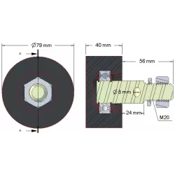 Roller no. 15 – rubber support roller Ø80 mm for Akpil machines | made by KiJ