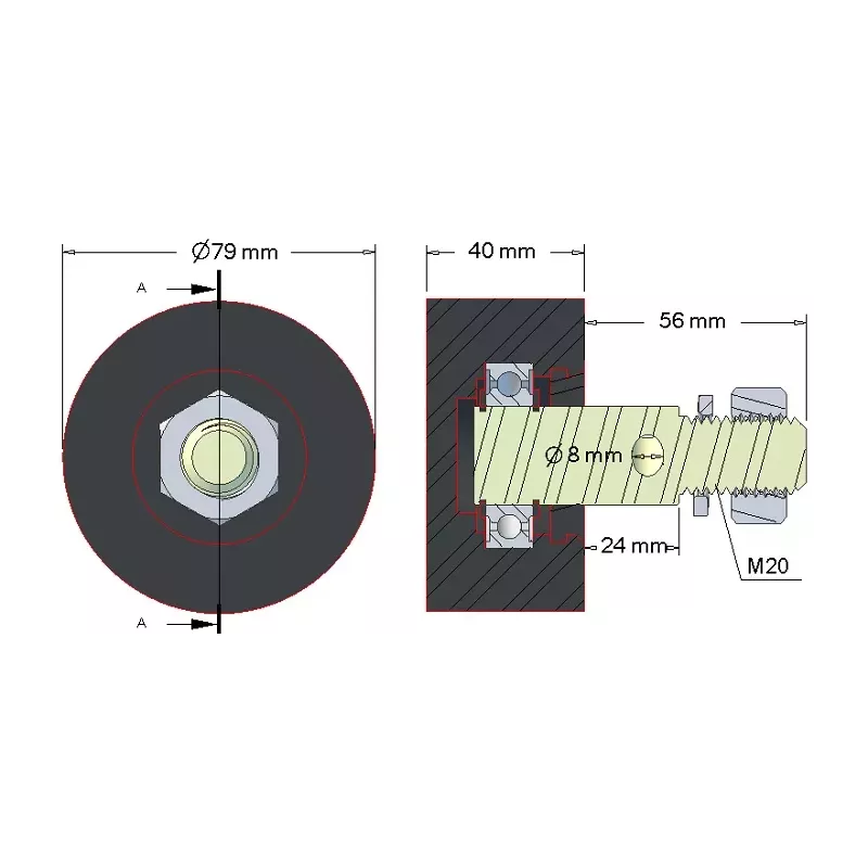 Roller no. 15 – rubber support roller Ø80 mm for Akpil machines | made by KiJ
