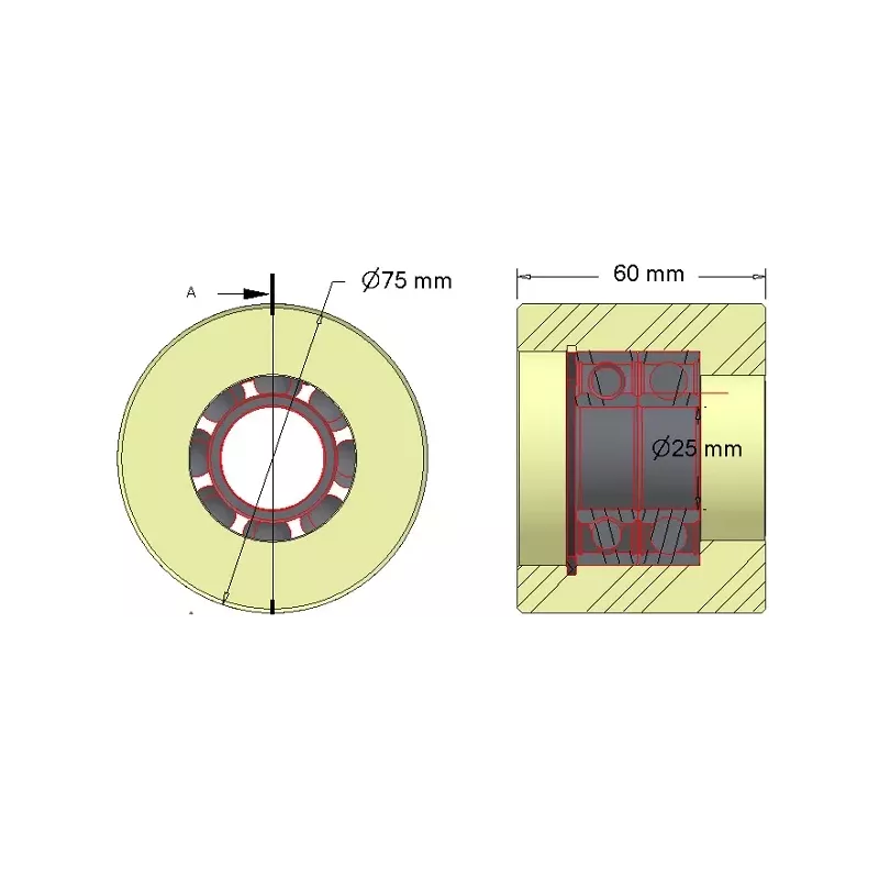 Roller no. 253 – plastic support roller Ø75 mm for Grimme machines | OEM Grimme 088.00298 | made by KiJ