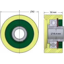 Roller no. 257 – plastic support roller Ø62 mm for Grimme machines | OEM Grimme 602.00169 | made by KiJ