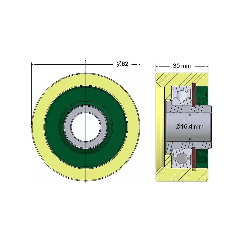 Roller no. 257 – plastic support roller Ø62 mm for Grimme machines | OEM Grimme 602.00169 | made by KiJ