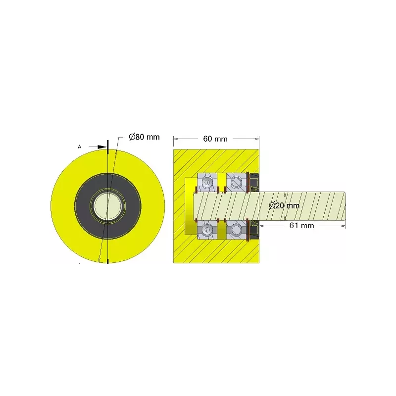 Roller no. 283 – plastic support roller Ø80 mm for Dewulf machines | OEM Dewulf 2660001B | made by KiJ