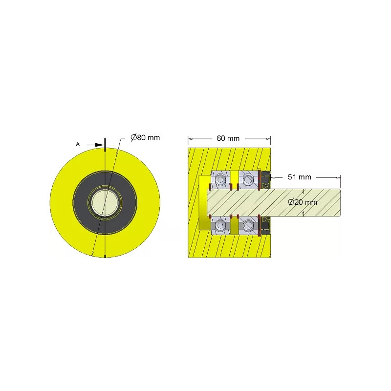 Roller no. 285 – plastic support roller Ø80 mm for Dewulf machines | OEM Dewulf 2660001C | made by KiJ