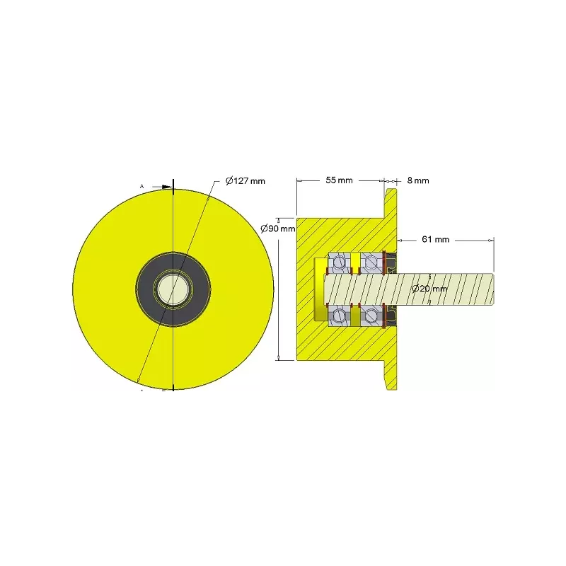 Roller no. 286 – plastic support roller Ø90 mm for Dewulf machines | OEM Dewulf 2660012C | made by KiJ
