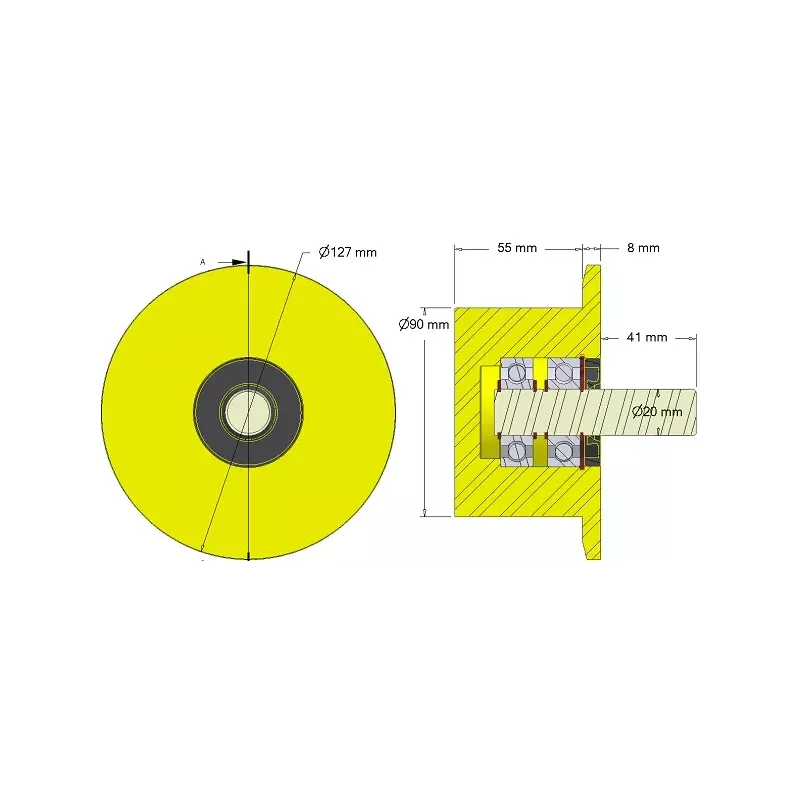 Roller no. 289 – plastic support roller Ø90 mm for Dewulf machines | OEM Dewulf 2660012A | made by KiJ