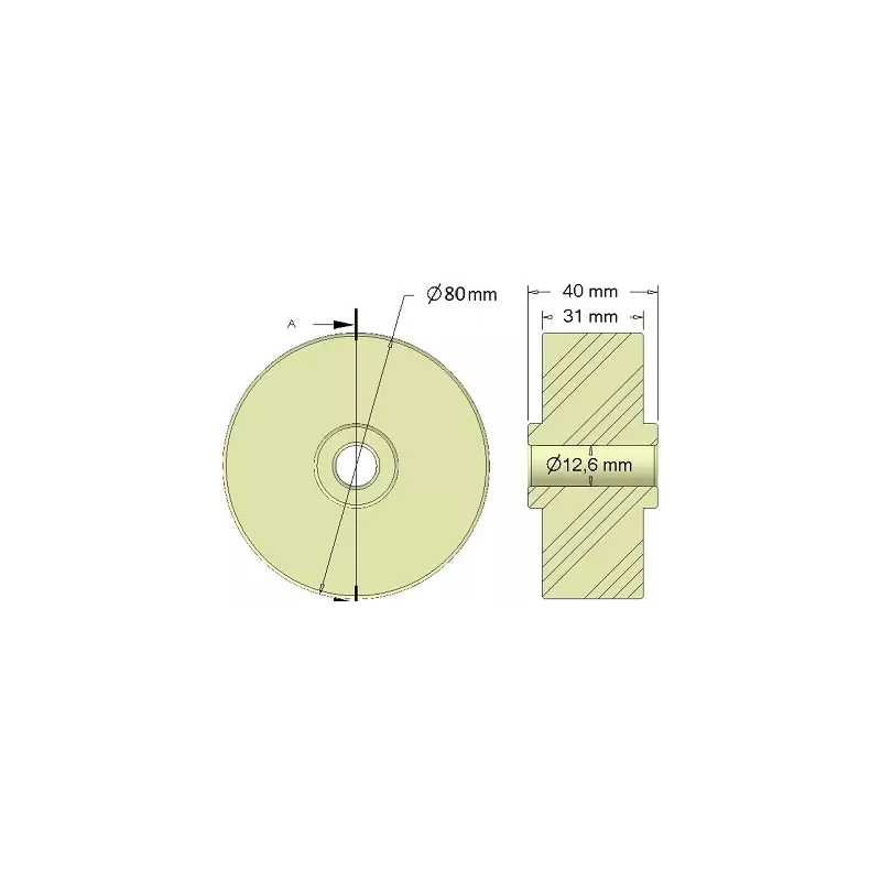 Roller no. 295 – plastic support roller Ø80 mm for Dewulf machines | OEM Dewulf 2660222 | made by KiJ