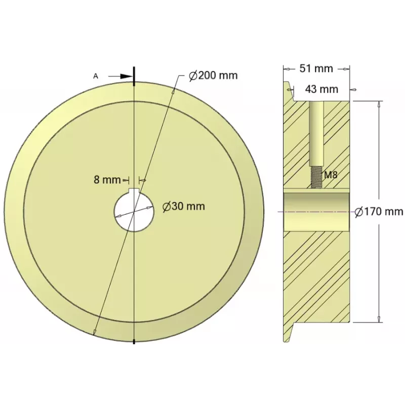 Roller no. 303 – plastic drive roller Ø170 mm for Ploeger machines | OEM Ploeger 2660222 | made by KiJ