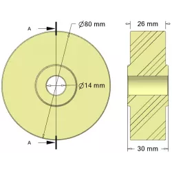 Roller no. 329 – plastic support roller Ø80 mm for Sandei machines | OEM Sandei 81D14 | made by KiJ
