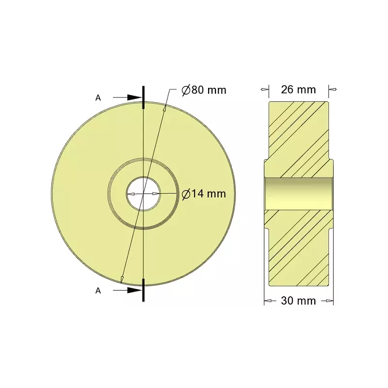Roller no. 329 – plastic support roller Ø80 mm for Sandei machines | OEM Sandei 81D14 | made by KiJ