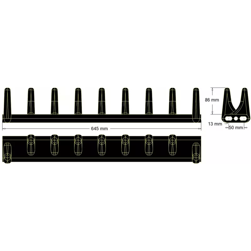 Rubber paddle 7+2 teeth – paddle made by KiJ | made by KiJ
