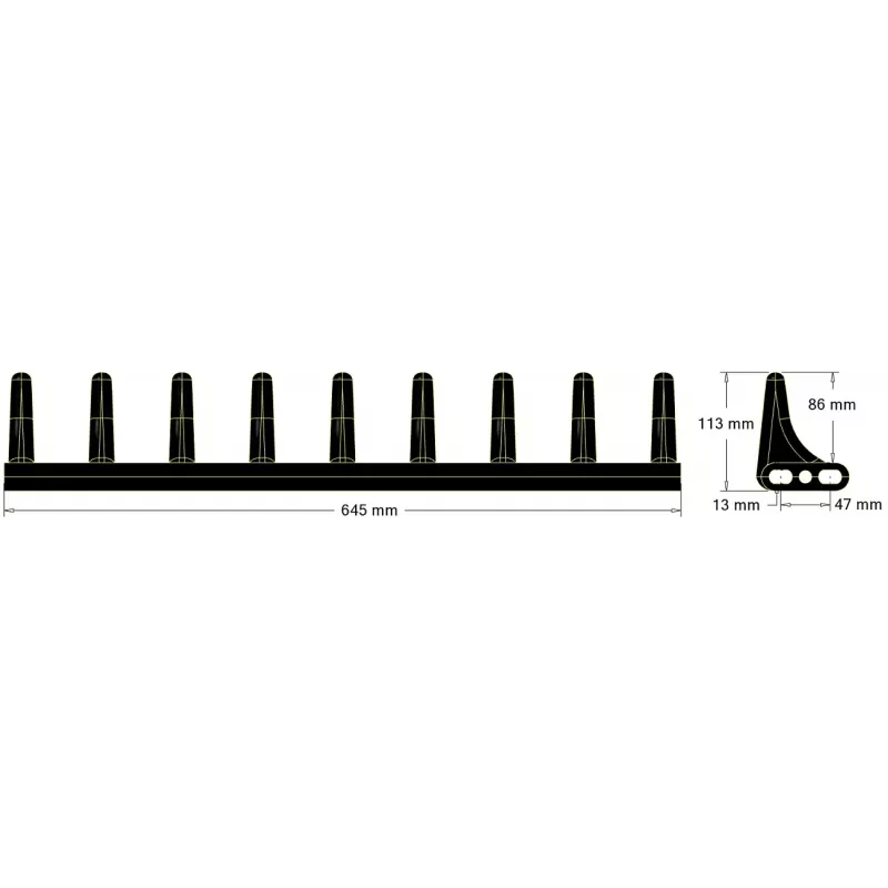 Rubber paddle 9 teeth – paddle made by KiJ | OEM 208036, 208011 | made by KiJ